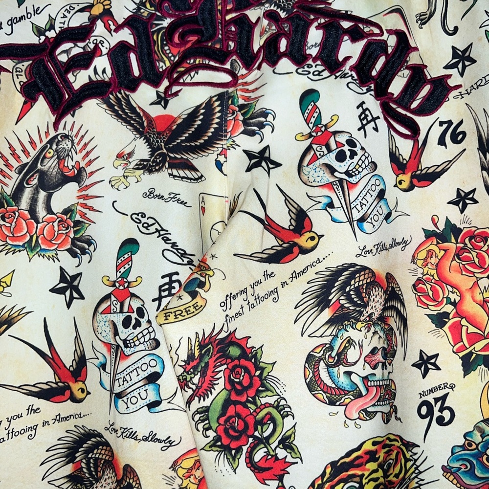 NWT Ed Hardy Y2K Womens Wearable Tattoo Art Track Pants Tiger Panther Skull Sz M - Picture 8 of 10